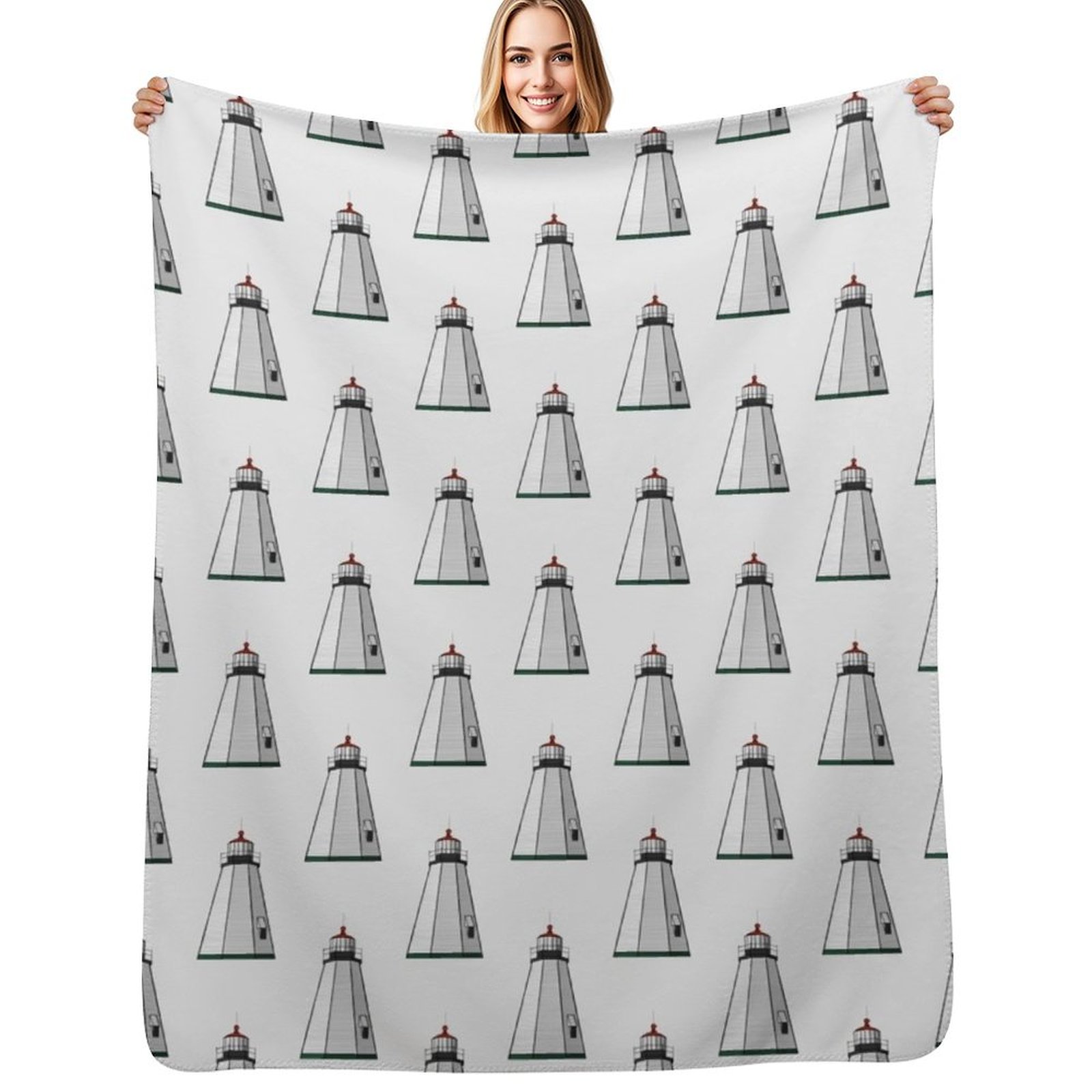 Home Decor Lighting Brands - Coperta decorativa Gurnet Light, Plymouth Lighthouse,