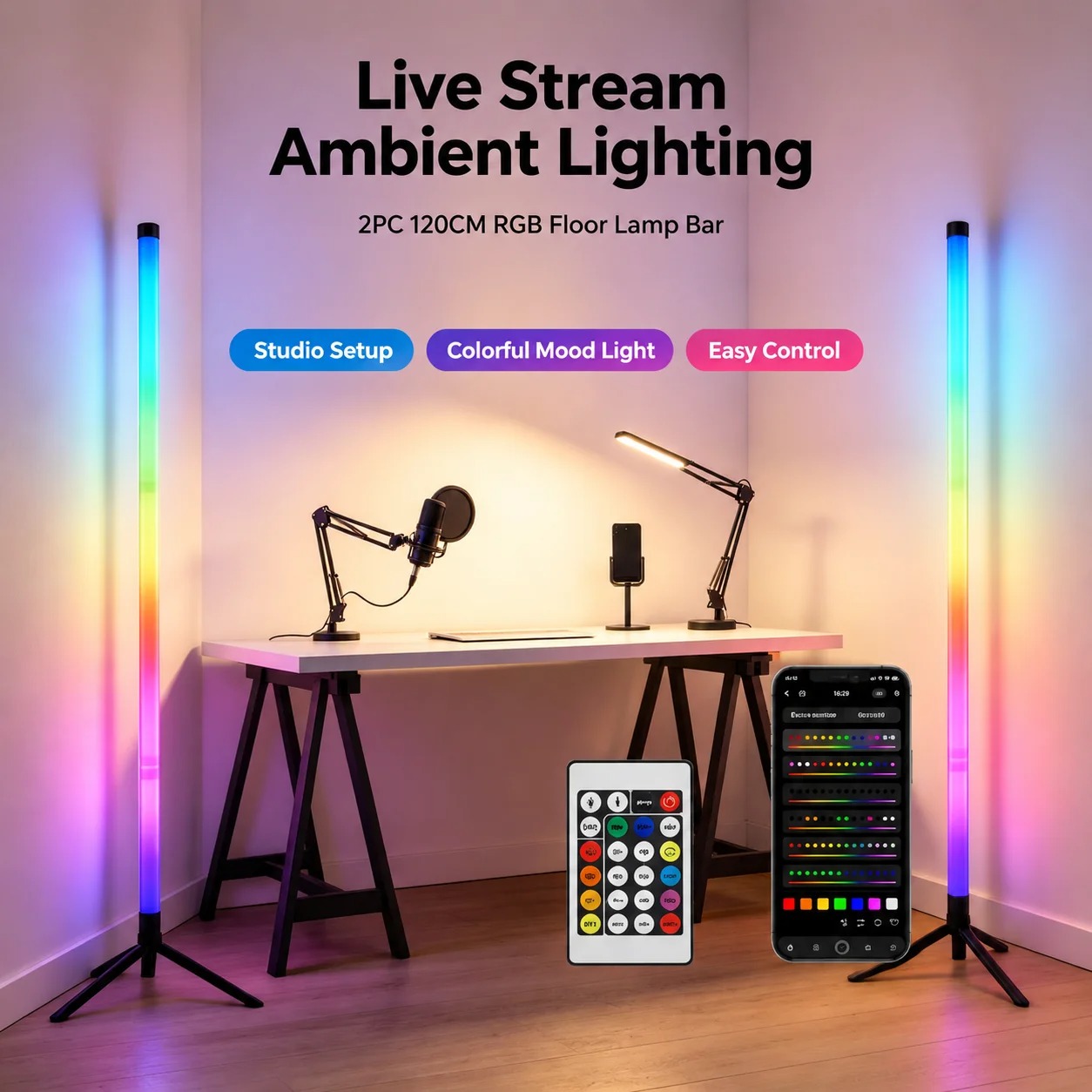 Set di 2 Lampade da Terra RGB  - Room Decor Lighting Lamp recensione e prezzo